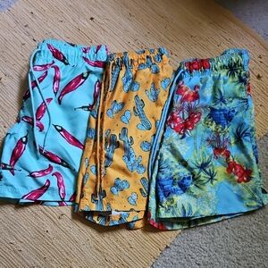 George Blue and Yellow Tropical Print Shorts